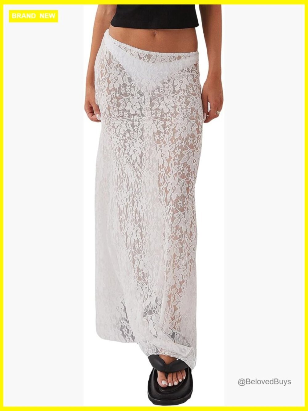 See Through Lace Maxi Skirt Flowy Bohemian Beach Skirt